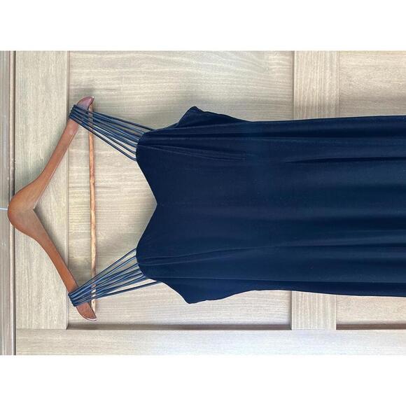 Vintage Molly Malloy Evening Black Velvet Strappy Maxi Cocktail Dress Size 14​ - Picture 3 of 9